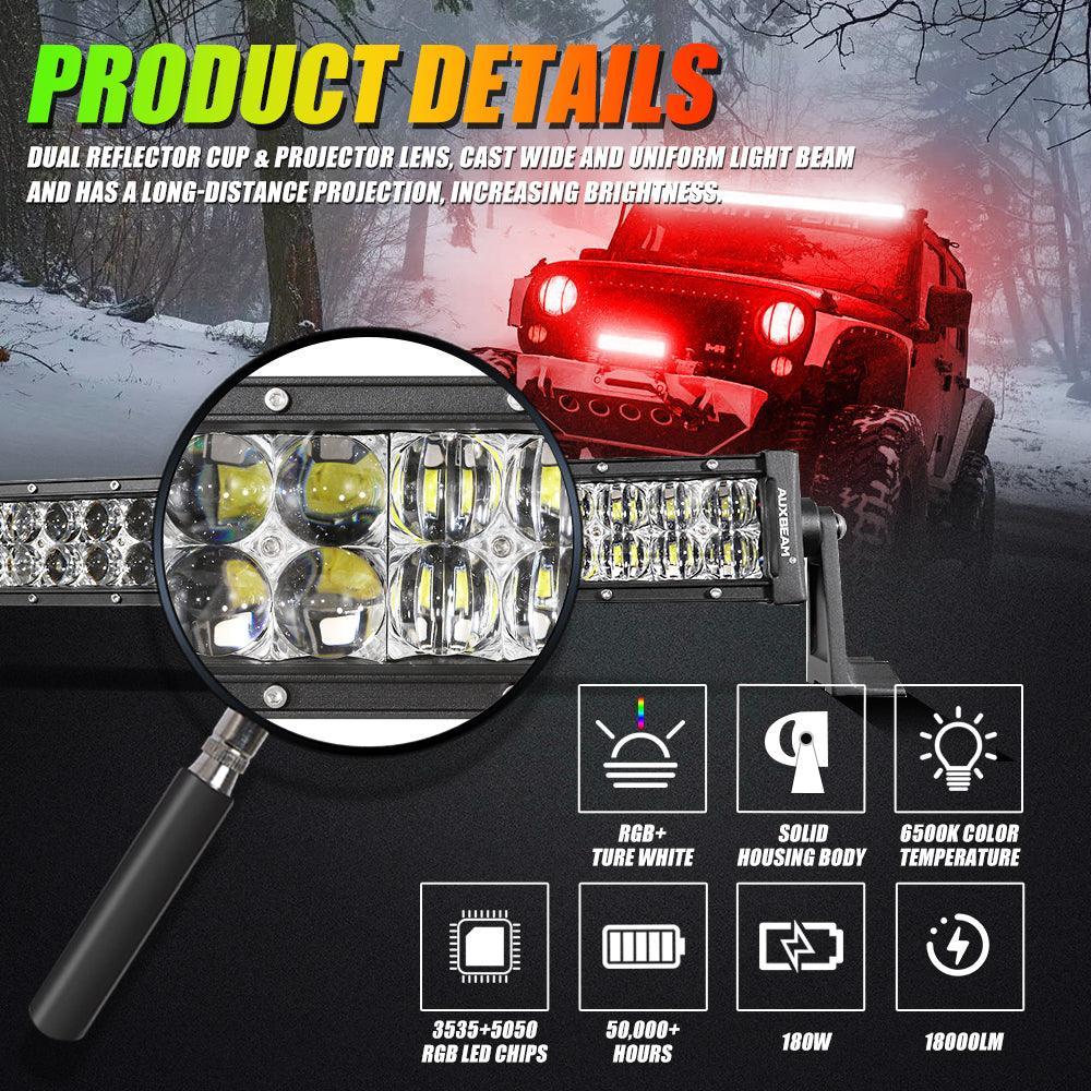 New 32 Inch V-PRO série Straight RGBW Color Changing Off Road Barres LED & RGB LED Rock Light Set Combo – vue 12