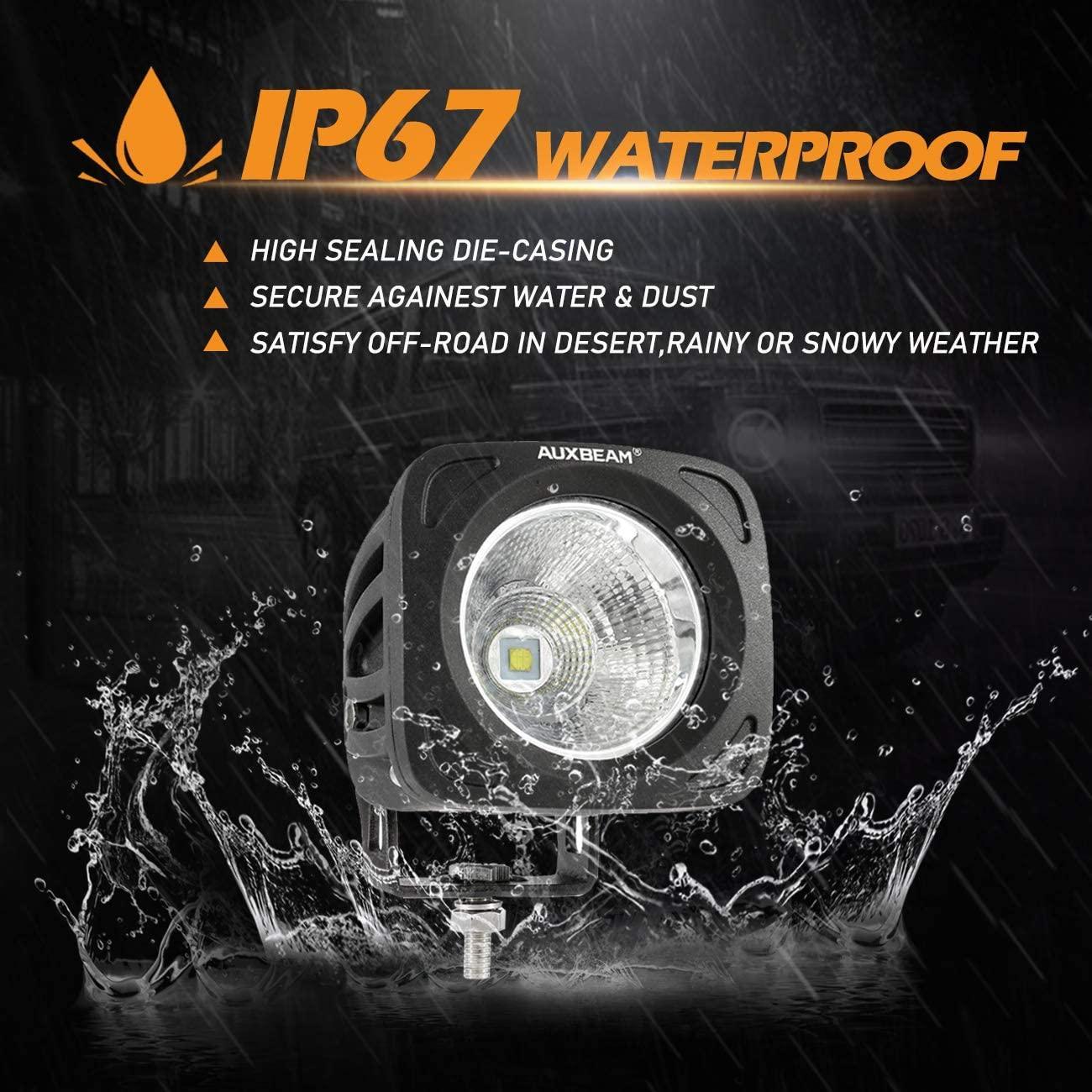 3.5" 50W Round/Square LED Driving Lights Combo blanc/Yellow avec wiring harness pour SUV ATV UTV Trucks Pickup Boat – vue 8