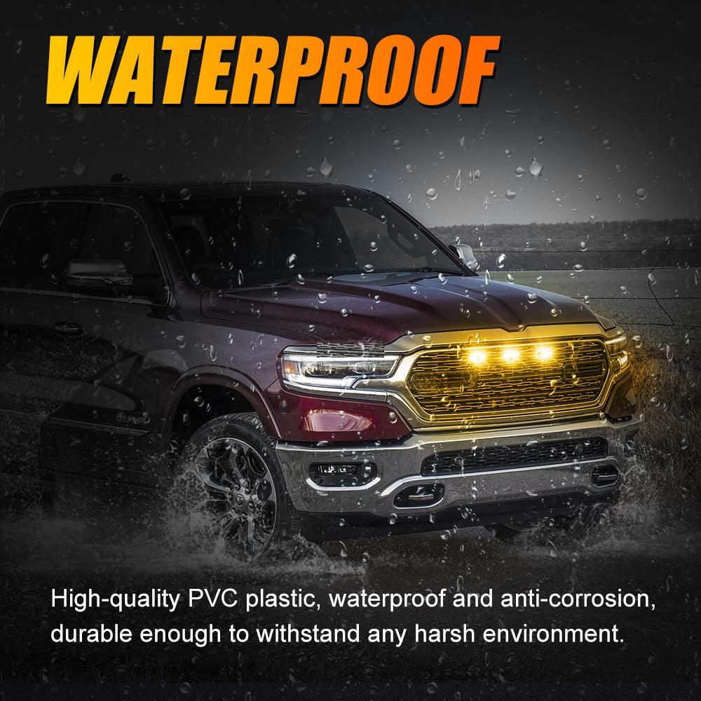 (3pcs/set) LED Front Grille Lights Raptor Style orange Light Fit pour Dodge Ram 1500 2500 3500 (orange shell/ Smoked shell）…