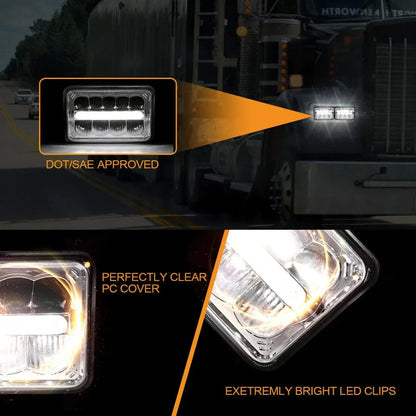 Lot de 4 4×6 phares LED optique scellée phares avec DRL High feux de croisement de remplacement H4651 H4652 H4656 H4666 H6545