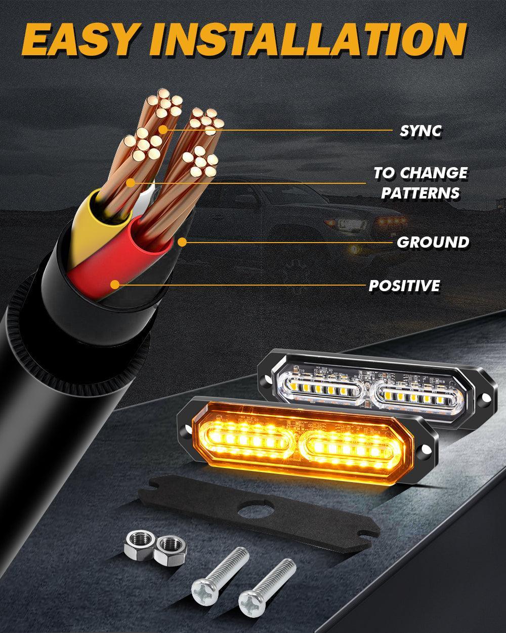 (4PSC/SET) 12LED Emergency Surface Mount Grill feu à éclats pour Trucks Vehicles ATV RV Cars Van – vue 6