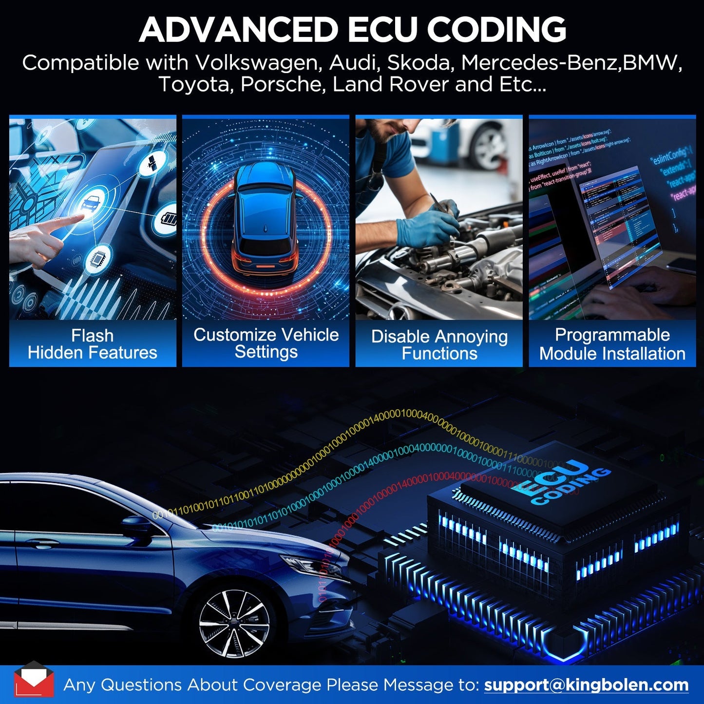 Valise diagnostic auto KINGBOLEN K10 Elite – Codage ECU et 40+ services – image produit 3 | NOVADOMIO
