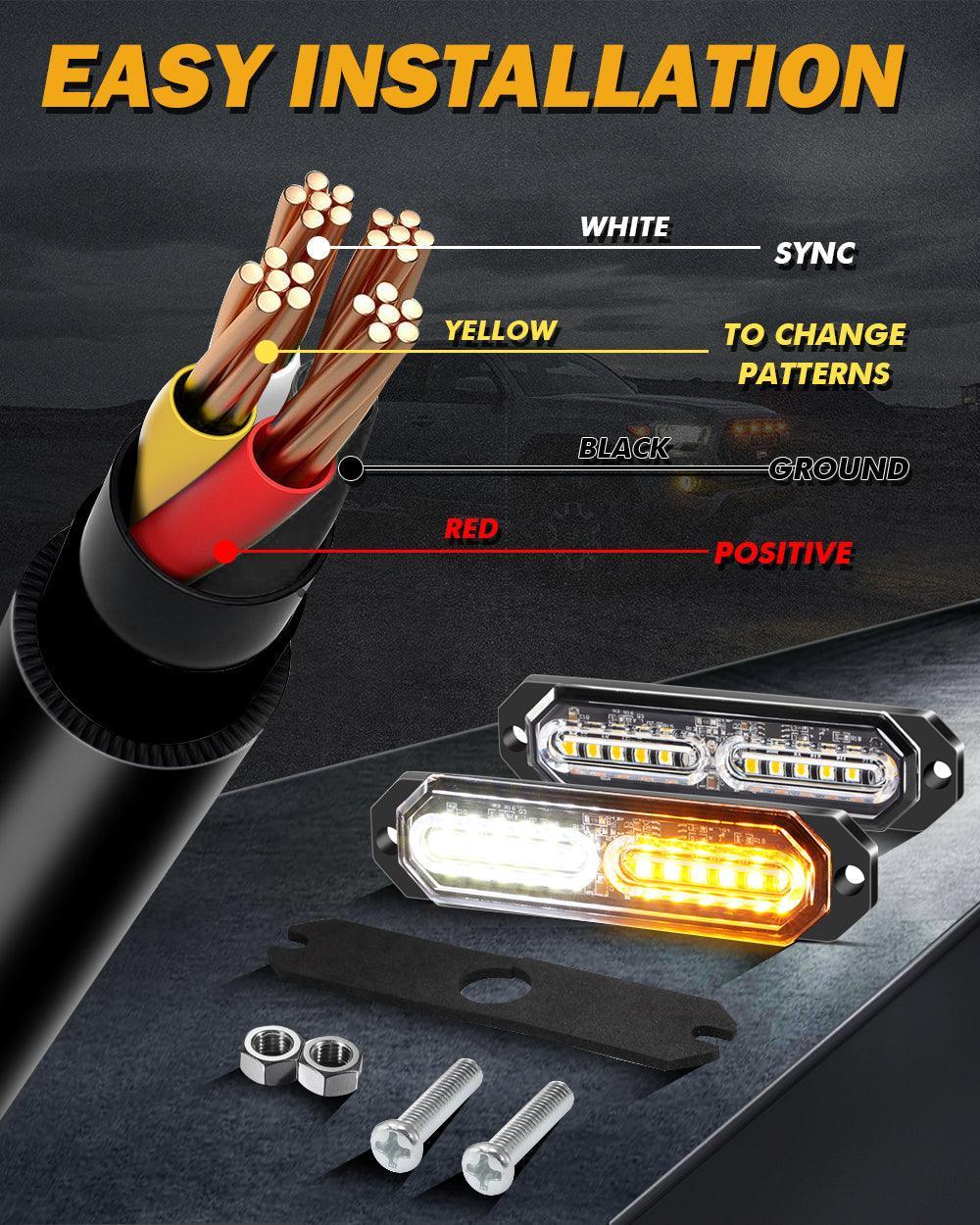 (4PSC/SET) 12LED Emergency Surface Mount Grill feu à éclats pour Trucks Vehicles ATV RV Cars Van – vue 6