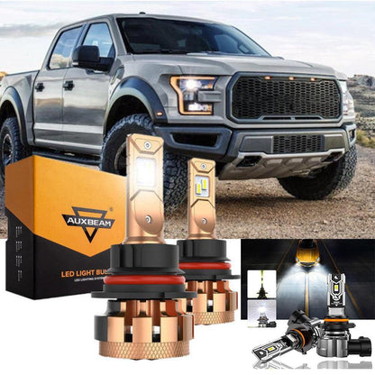 Kit d’ampoules LED feux de route/croisement F-16 Plus série 9007 CAN-bus intégré 14 000 lm pour Ford F150 2000–2003