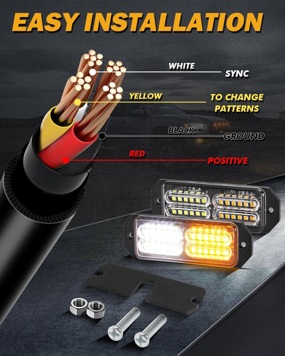 (4PSC/SET) 24LED Emergency Surface Mount Grill feu à éclats pour Trucks Vehicles ATV RV Cars Van – vue 6