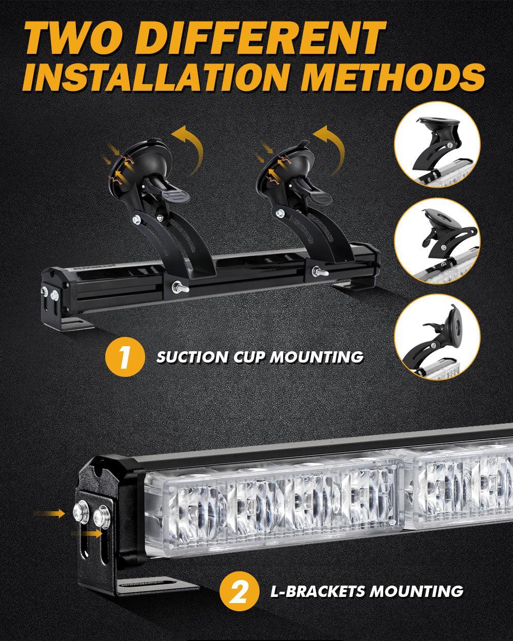 17" Dual LED Directional Emergency Traffic Advisor Barres lumineuses 20 Flashing Patterns avec Suction Cup Mount pour Vehicl…