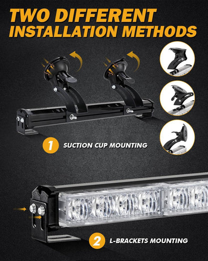 17″ Dual LED Directional Emergency Traffic Advisor Barres lumineuses 20 clignotant motifs avec Suction Cup Mount pour