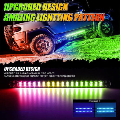 Magic Dream couleur RGB éclairage sous caisse LED Strip feux Kit avec Bluetooth APP & Télécommande sans fil avec fonction feu