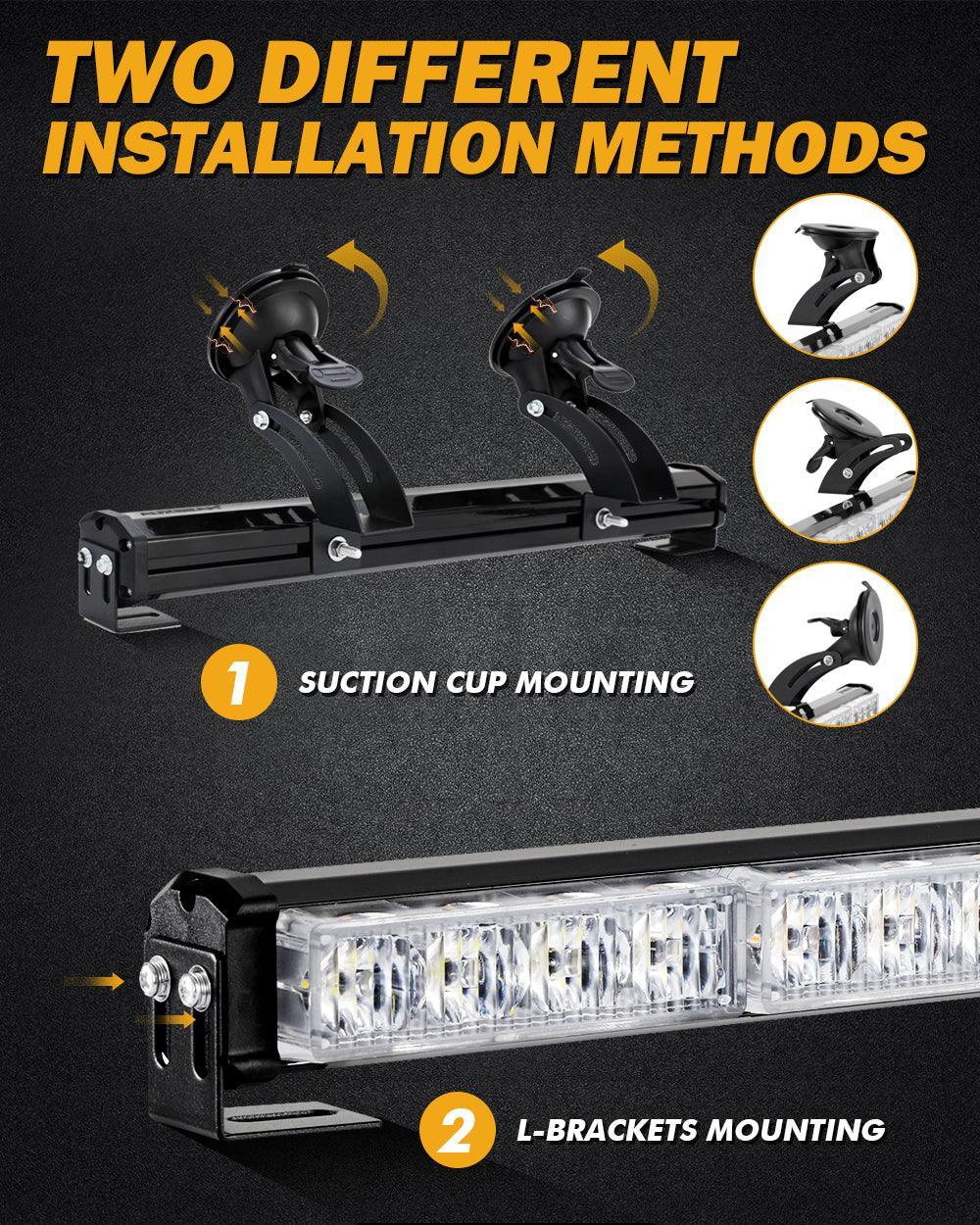 17" Dual LED Directional Emergency Traffic Advisor Barres lumineuses 20 Flashing Patterns avec Suction Cup Mount pour Vehicl…