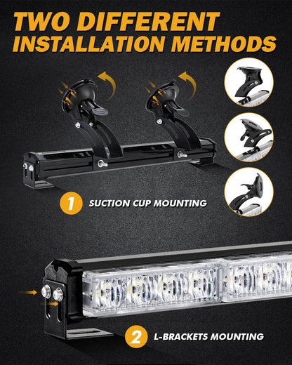 17″ Dual LED Directional Emergency Traffic Advisor Barres lumineuses 20 clignotant motifs avec Suction Cup Mount pour
