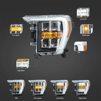 LED bloc optique avant Reflection Bowl pour 2021–2023 Ford F150 14th Gen chromé – vue 2 – NOVADOMIO