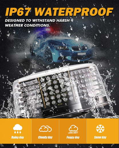 240 LED gyrophare stroboscopique d’urgence avec base magnétique pour 12 V véhicule automobiles camion chasse-neige – vue 5