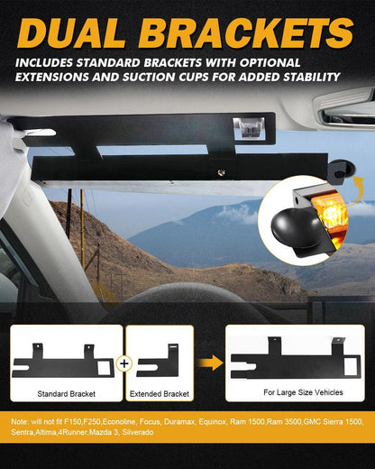 17″ Dual Visor blanc&orange stroboscopique Barres lumineuses 20 clignotant motifs avec contrôleur panneau de commande pour