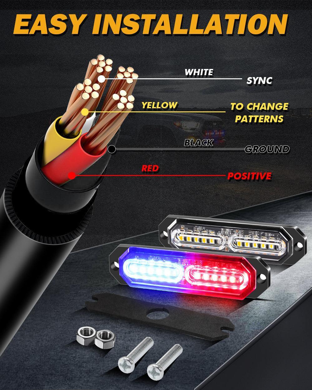 (4PSC/SET) 12LED Emergency Surface Mount Grill feu à éclats pour Trucks Vehicles ATV RV Cars Van – vue 5