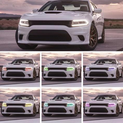 LED bloc optique avant RGB Style Dual Beam Projector noir pour 2015-2023 Dodge Charger 7th Gen(LD) – vue 7