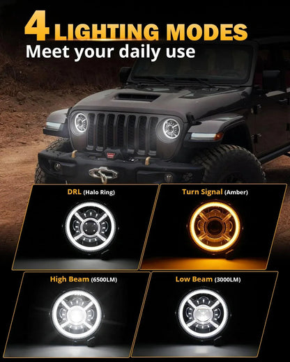 9″ 100 W homologation DOT phares LED avec Halo DRL&clignotant feux de route/croisement pour 2018–2023 Jeep Wrangler JL Sport