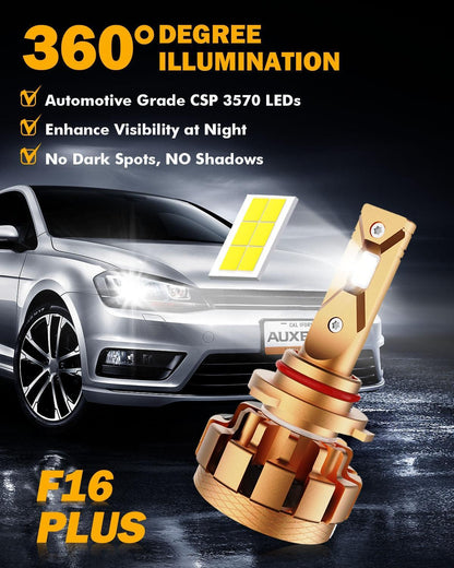 9005 Ampoules de phare LED 70W 18000LM F-16 Plus série Brightest 6000K blanc froid – 2 ampoules – vue 2 – NOVADOMIO