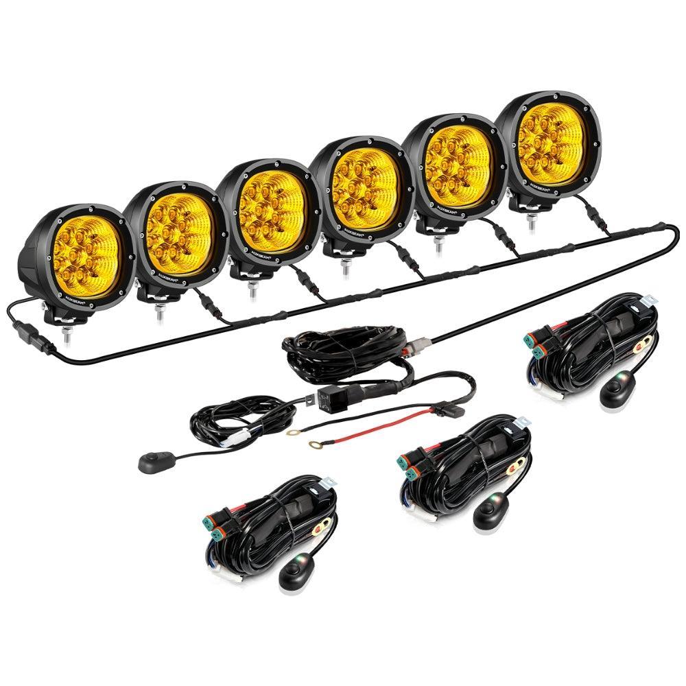 P4 série | 4 Inch 90W 9000LM Round LED Driving Lights Flood orange Pod Lights – vue 17