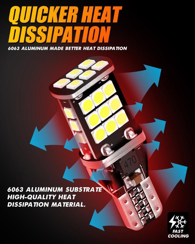 912 921 T15 W16W Ampoules LED pour recul, stop et feux arrière 10W 300% haute luminosité sans erreur CAN-bus 6500K blanc – 2…