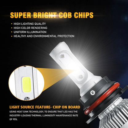 9007/HB5 Ampoules LED S2-série COB LED 270°/360° Beam 8 000 lm pour Nissan Frontier High feux de croisement 2001–2019 – vue 3