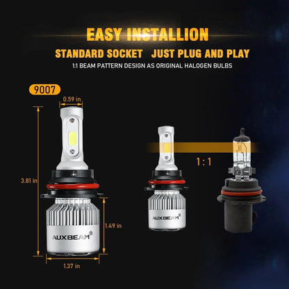 9007/HB5 Ampoules LED S2-série COB LED 270°/360° Beam 8 000 lm pour Nissan Frontier High feux de croisement 2001–2019 – vue 8