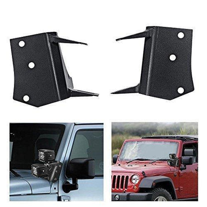 2pcs noir Dual A-Pillar Light Lower Windshield Hinge Mounting Brackets LED Working Pod Barres lumineuses Mounts pour Jeep