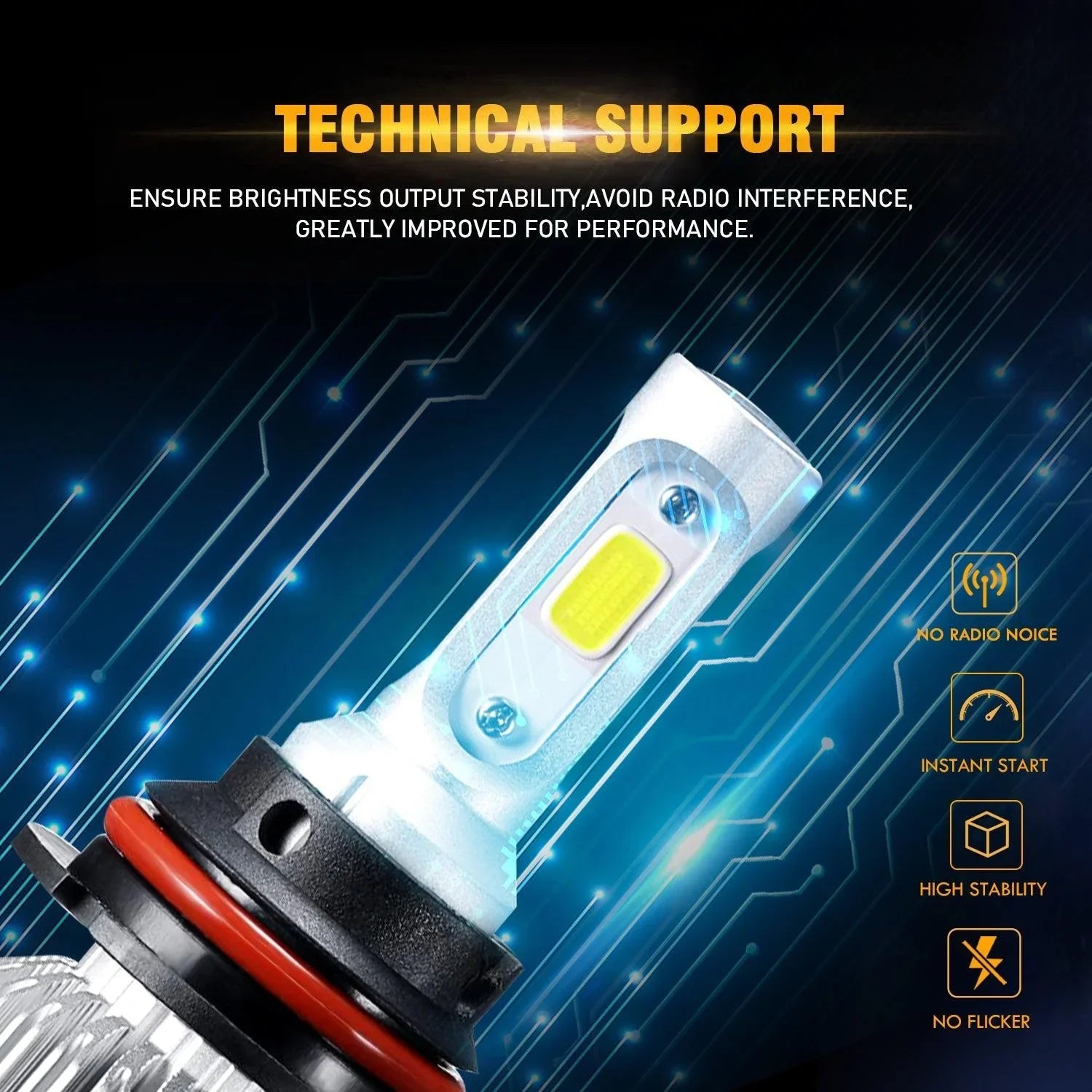 9004/HB1 Ampoules de phare LED 72W 8000ML S2 série Super Brightes COB 6500K blanc froid – 2 ampoules – vue 6