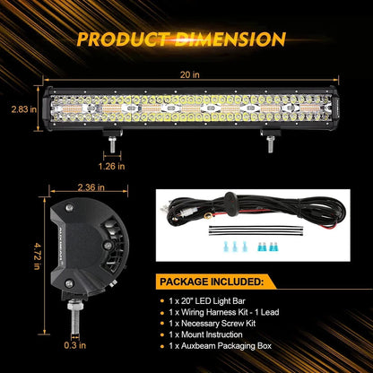 6 modes série 20″ blanc&orange tout-terrain Barres LED – vue 3 – NOVADOMIO