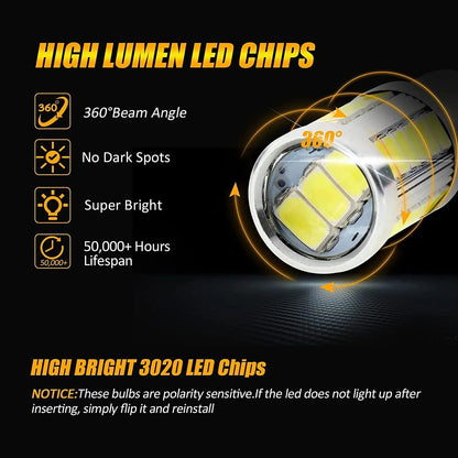 1157 P21/5W BAY15D 50W 33pcs-LED 3020SMD blanc froid/orange/rouge 8000LM LED Brake/Reverse/Parking/Tail/clignotant Light