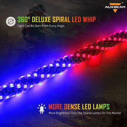3FT/4FT LED RGB fouets LED avec Bluetooth/ télécommandé + fouet LED supports de montage pour UTV, ATV, véhicule tout-terrain