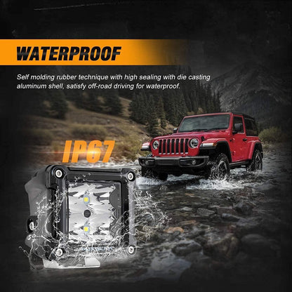 4 pièces 3″ SPOT projecteurs LED compacts & Dual montant A supports inférieurs sur charnière de pare-brise pour Jeep Wrangler