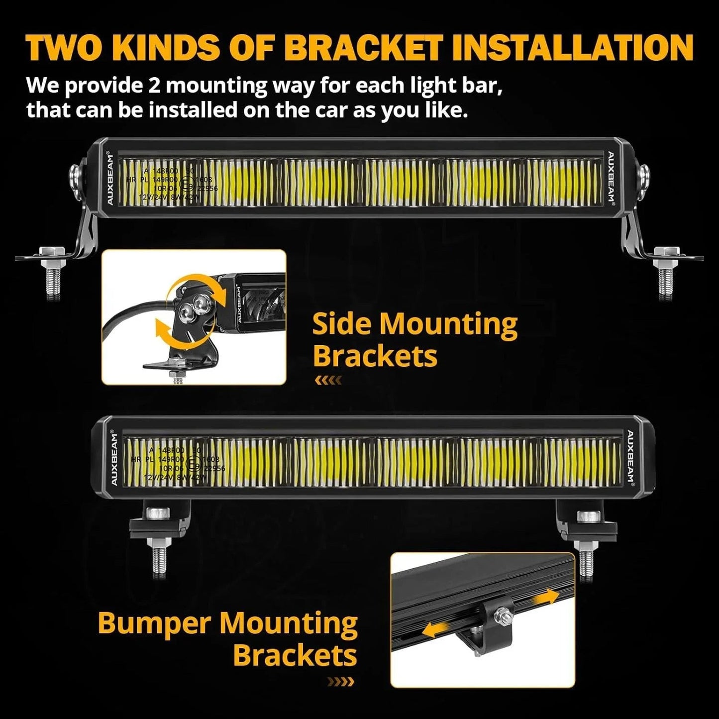 SP-DRL série 12 Inch 68W 7440LM Single Row Off Road Barres LED avec orange&blanc DRL – vue 7