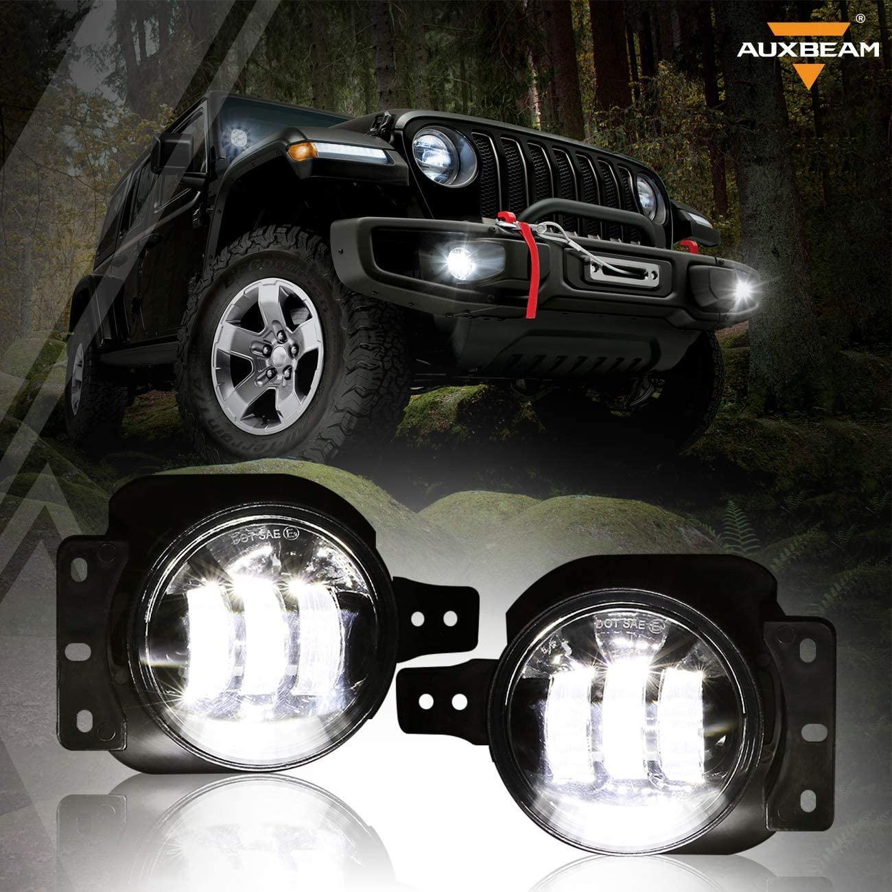 (2pcs/set) 4 Inch Round LED Fog Lamps avec 2 Brackets pour 2018 2019 2020 Jeep Wrangler JL JLU Jeep Gladiator JT