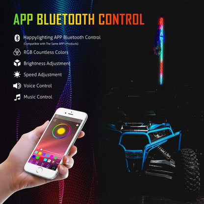4FT RGB LED fouets LED & RGB LED éclairages de soubassement kit avec commande Bluetooth – vue 9 – NOVADOMIO