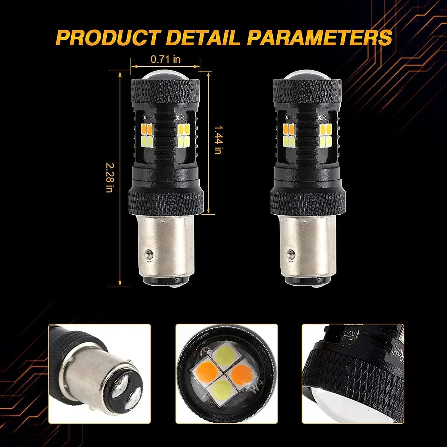 1157 BAY15D Ampoules LED pour clignotants avant et feux de jour 300% haute luminosité bicolore à commutation blanc & orange…