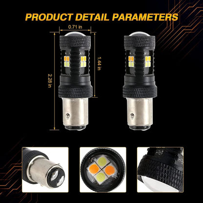 1157 BAY15D Ampoules LED pour clignotants avant et feux de jour 300% haute luminosité bicolore à commutation blanc & orange