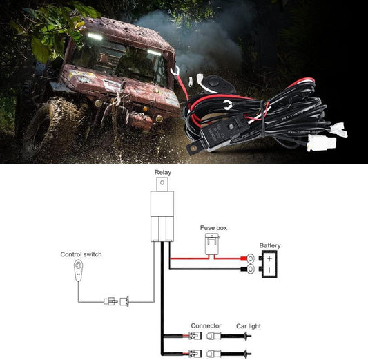 (2 Lead) Barres LED kit faisceau électrique avec Fuse Relay marche/arrêt commutateur pour LED tout-terrain Driving feu de