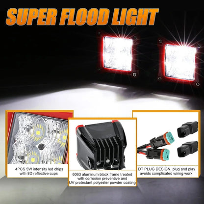 3″ 40 W Spot/faisceau large projecteurs LED compacts + universel LED feux de travail supports de montage – vue 5 – NOVADOMIO