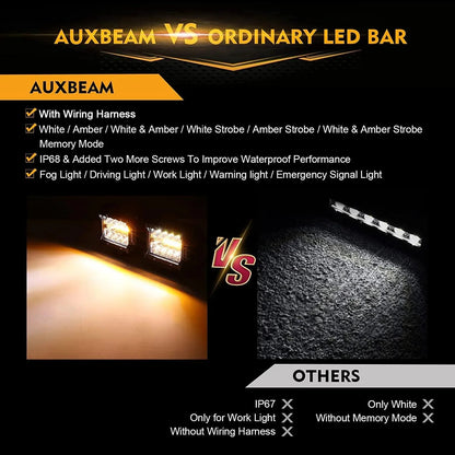 Lot de 2 4″ 6 modes blanc&orange feu LED de travail projecteurs LED compacts avec faisceau électrique pour SUV ATV UTV