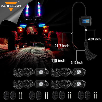 4 pièces RGB éclairage LED de soubassement kit avec Bluetooth contrôleur – vue 7 – NOVADOMIO