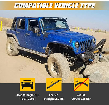 50″ droit Barres lumineuses pare-brise supports de montage pour 1997–2006 Jeep Wrangler TJ – vue 5 – NOVADOMIO