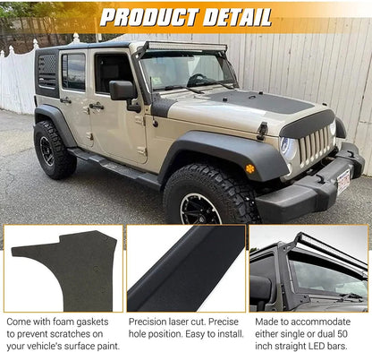 50″ droit Barres lumineuses pare-brise supports de montage pour 1997–2006 Jeep Wrangler TJ – vue 4 – NOVADOMIO