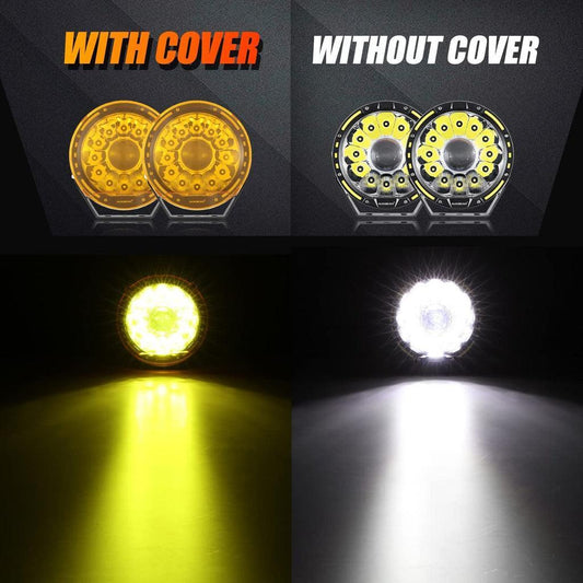 (Lot de 2) 7 pouces 230W 33332LM 360-PRO série Projecteurs LED tout-terrain à lentille spécifique+orange/noir Covers