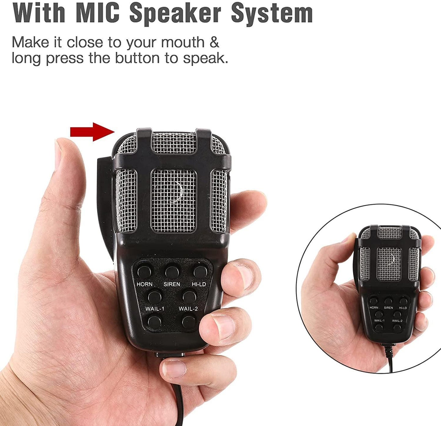 Auxbeam 12V 100W Horns 7 Tone Emergency Warning Siren avec Mic PA Speaker – vue 3