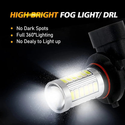 H10 9145 9140 HB3 LED Fog Light/DRL 50W 4000LM 6500K blanc 33LED série – 2 ampoules – vue 4 – NOVADOMIO