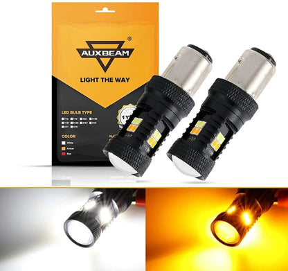 1157 BAY15D Ampoules LED pour clignotants avant et feux de jour 300% haute luminosité bicolore à commutation blanc & orange