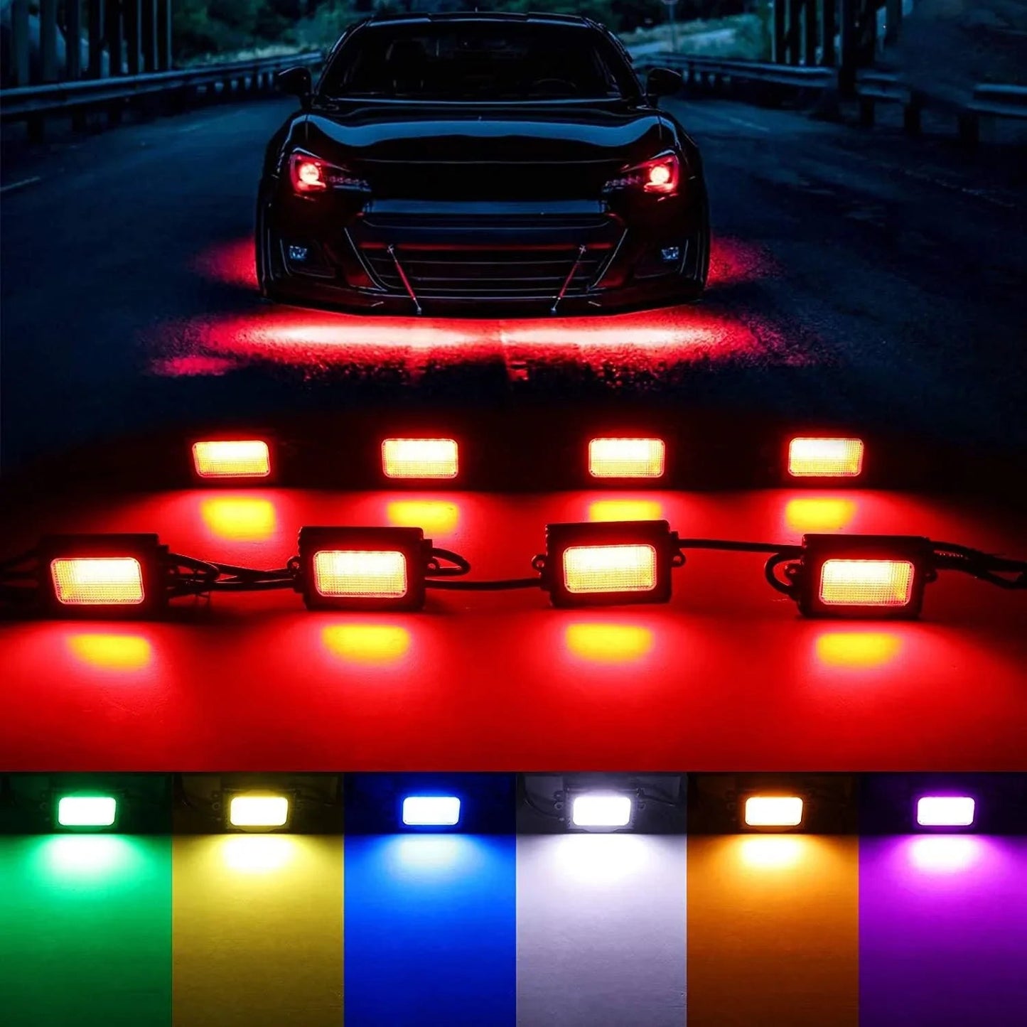 8Pcs RGB LED Rock Light Multicolor Set avec Bluetooth Controller – vue 4