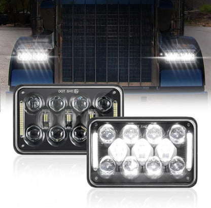 4×6 phares LED Rectangular phares avec DRL High feux de croisement homologation DOT pour Peterbil Kenworth Freightliner Ford