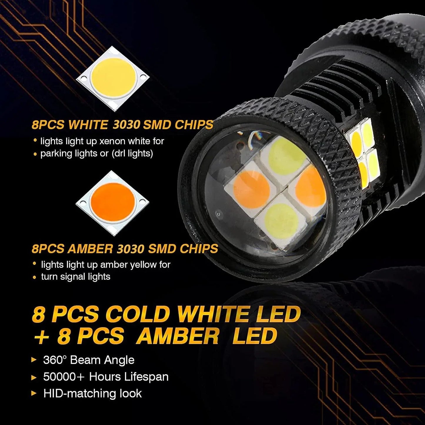 pour 2016-2020 Toyoto Tacoma 7443/T20 DRL&clignotant Light Dual Color Lighting Switchback blanc&orange – vue 4