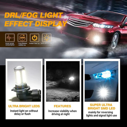 H10 9145 9140 HB3 LED Fog Light/DRL 50W 4000LM 6500K blanc 33LED série – 2 ampoules – vue 7 – NOVADOMIO